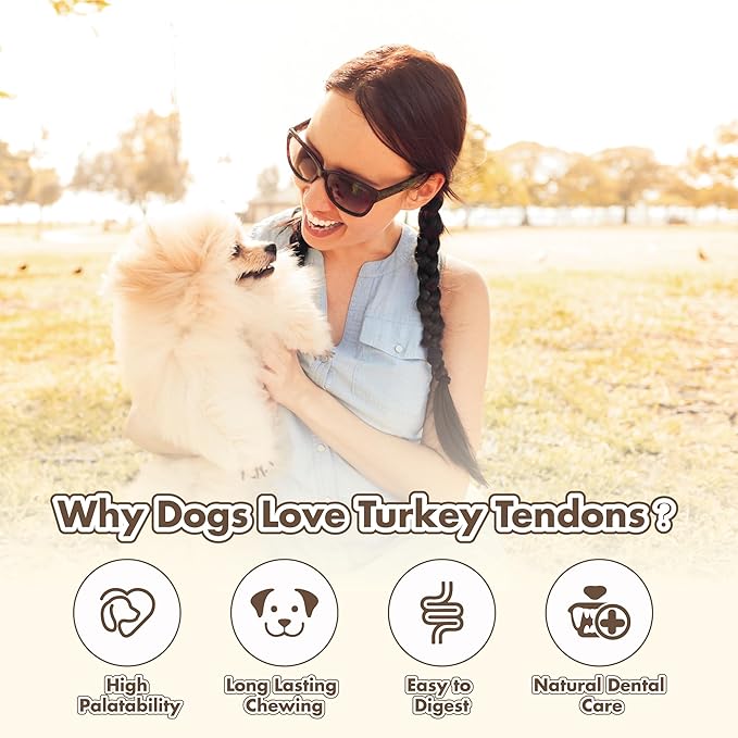 VITADAY Turkey Tendons for Dogs, All Natural, Healthy Dog Treats, Long Lasting, Hypoallergenic Dog Chews, Rawhide Free, USA-Sourced, for All Dogs, Lollipop, 4 Count Pack