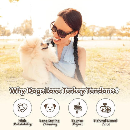 VITADAY Turkey Tendons for Dogs, All Natural, Healthy Dog Treats, Long Lasting, Hypoallergenic Dog Chews, Rawhide Free, USA-Sourced, for Small Dogs, Ring (S), 4 Count Pack