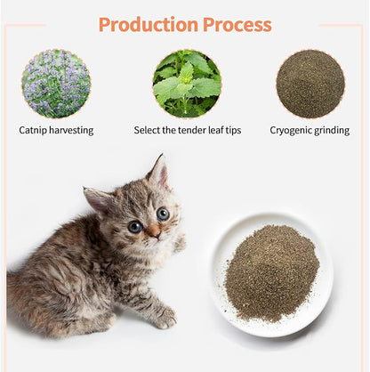 Premium Catnip for Cats & Kittens – Cold-Processed, High Potency Nepetalactone, 100% Pure Organic Leaf-Only Catnip for Toys, Scratchers, Refills, Stimulates Play & Protects Furniture - 45g
