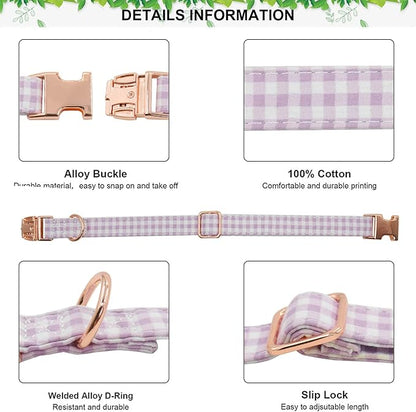 Metal Buckle Dog Collar, Durable Adjustable Dog Collar Soft for Small Medium Large Dogs (Purple Plaid, S(10-14in)