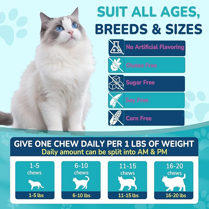 Woyamay Cat Calming Treats, 500 Crunchy & Creamy Calming Chews for Cats, Natural Calming Cat Treats to Manage Stress & Anxiety, Tasty Calm Chews Supplement, Chicken Flavor