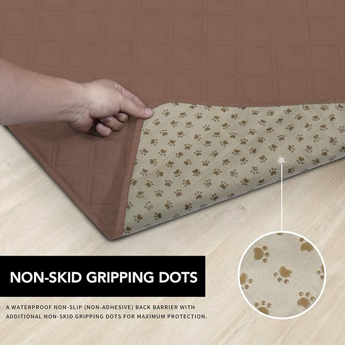 Easy-Going 100% Waterproof Dog Bed Cover, Non-Slip Pet Blanket for Furniture, Washable Couch Cover, Repleasement Sofa Cover (86x82 in,Brown)