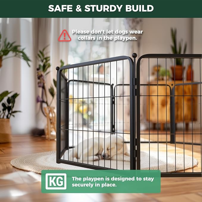 FXW Homeplus Unleashed Indoor Dog Playpen - Stress-Free and Safe Play, Heavy Duty 24 Inch 32 Panels Dog Pen for Puppy and Small Dogs, Black│Patented