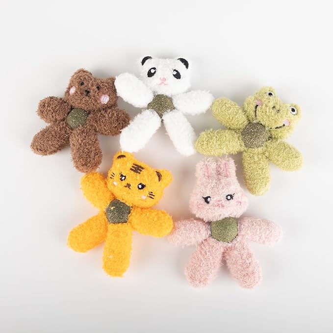 Gavpepy Cat Toys with Catnip Kitten Chew Bite Supplies Boredom Relief Fluffy Kitty Teeth Cleaning Chewing Cat Lovers Interactive Plush Gift (Rabbit&Panda)