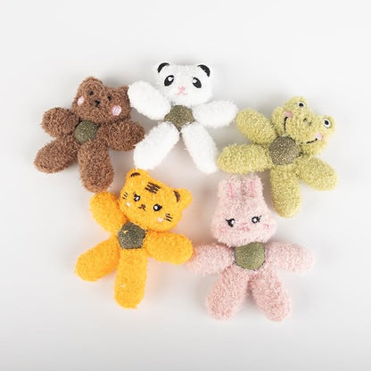 Gavpepy Cat Toys with Catnip Kitten Chew Bite Supplies Boredom Relief Fluffy Kitty Teeth Cleaning Chewing Cat Lovers Interactive Plush Gift (Rabbit&Panda)