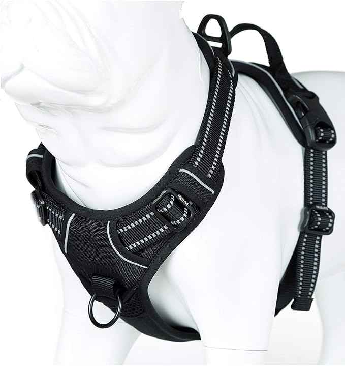 JUXZH Truelove No Pull Dog Harness with Easy Control Handle and 2 Leash Attachments,Reflective Adjustable Pet Vest