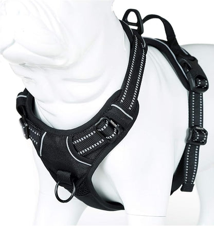 JUXZH Truelove No Pull Dog Harness with Easy Control Handle and 2 Leash Attachments,Reflective Adjustable Pet Vest