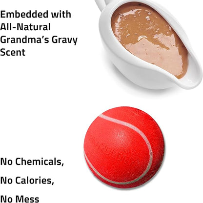 Playology Dog Toys | Squeaky Chew Ball - Bouncy Durable Floating Fetch Ball for Dogs | Medium Grandma's Gravy Scented Toy - Easy to Clean and Made from Non Toxic Materials