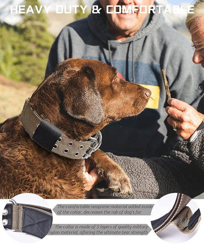 Large Dog Collar Heavy Duty - 2 inch Wide with Handle for Extra Large Breed Dogs, 1/3" Thick Nylon Chew Proof Tactical Collar, Good Choice for German Shepherd,Pitbull,Rottweiler 19-23.5 in