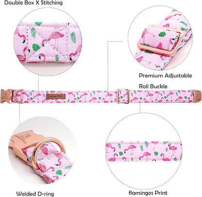 Lionheart glory Valentine's Day Collar, Flamingos Print Dog Dog Collar for Small Pink Dog Collars Spring Female Pet Gift Adjustable Heavy-Duty Dog Collar Holiday