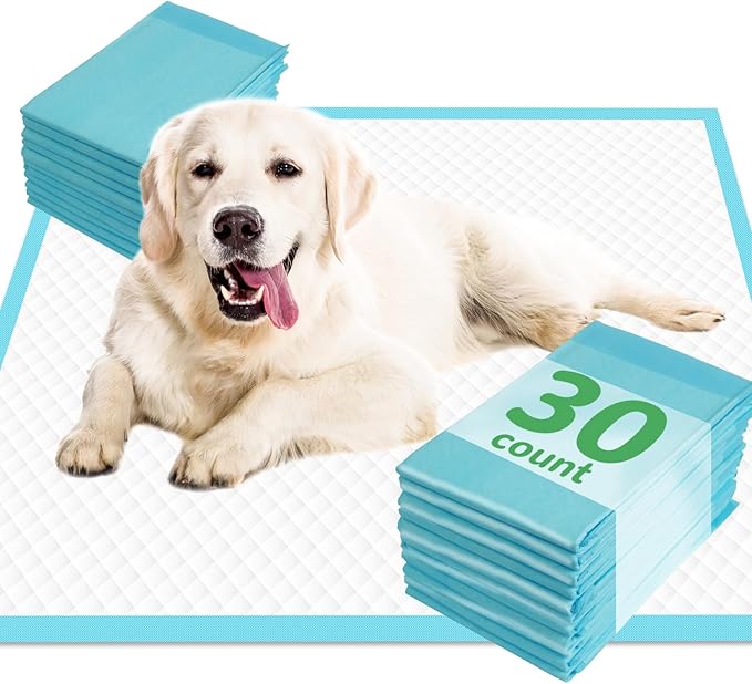 DEEP DEAR Dog Pads Extra Large 30"x36", 30-Count XXL Puppy Pads, Super Absorbent Pee Pads for Dogs, Disposable Bed Pads for Doggies, Puppies, Thicker X-Large Incontinence Pads for Dogs, Cats, Rabbits