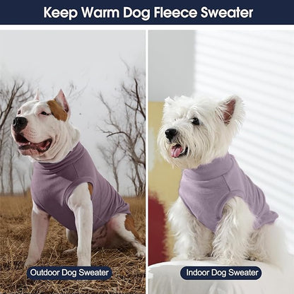 IECOii 2 Pack 5XL Dog Fleece Sweaters Stretchy Sweatshirts Warm & Cozy Coat for Large Breeds,Indoor Outdoor,Warm Vest with Leash Hole, Machine Washable (Size 5XL, Light Green & Army Green)