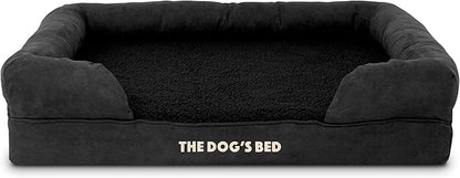 The Dog’s Bed, Large Black Faux PL, Memory Foam, Pain Relief: Arthritis, Hip & Elbow Dysplasia, Post Surgery, Lameness, Supportive, Calming, Waterproof Washable Cover, Veterinary Approved