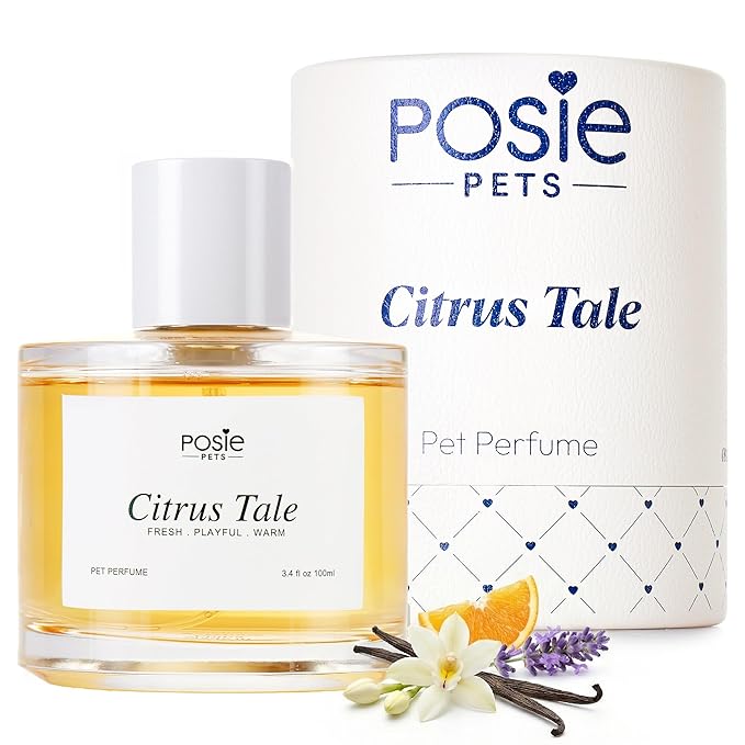 Posie Pets Dog Perfume Spray Long Lasting 4-8 Hours - Water-Based, Vegan Cologne - Luxury, Alcohol-Free Grooming Deodorizer for Dogs with Orange Blossom, Lavender, Vanilla - Citrus Tale, 100ml