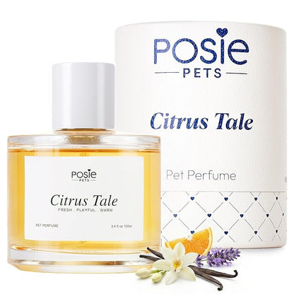 Posie Pets Dog Perfume Spray Long Lasting 4-8 Hours - Water-Based, Vegan Cologne - Luxury, Alcohol-Free Grooming Deodorizer for Dogs with Orange Blossom, Lavender, Vanilla - Citrus Tale, 100ml