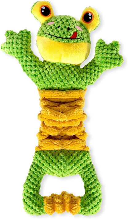 Dog Tug Toy, Durable Dog Toy for Large Breed, Tug of War Dog Squeaky Toys, Stuffed Plush Dog Toy with Crinkle Paper for Small, Middle, and Big Dogs(Frog)