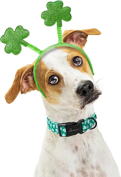 ARING PET St Patrick's Day Dog Collar, Cute Green Clovers Shamrock Pet Collars with Quick Release Buckle for Puppy Small Medium Large Boy Girl Dogs-S