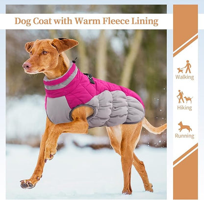 Dog Winter Jacket Cozy Reflective Waterproof Windproof Warm Pet Garment,Comfortable Cold Weather Fleece Apparel Outfits with Zipper Closure for Small Medium Large Dogs Puppy Walking,XXX-Large