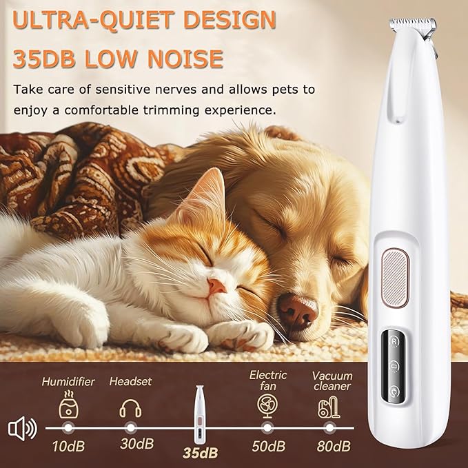 1PC Dog Paw Trimmer with LED Light,35dB Low Noise Precision Pet Paw Trimmer for Dogs Cats Grooming Clippers,Safety Electric Paw Hair Trimmer for Paws,Ears,Rump,Face,Eyes,Dog