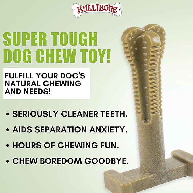 Bullibone Nylon Dog Chew Toy Spin-a-Bone - Interactive Dog Toy, Triggers Natural Instincts, and Improves Oral Health