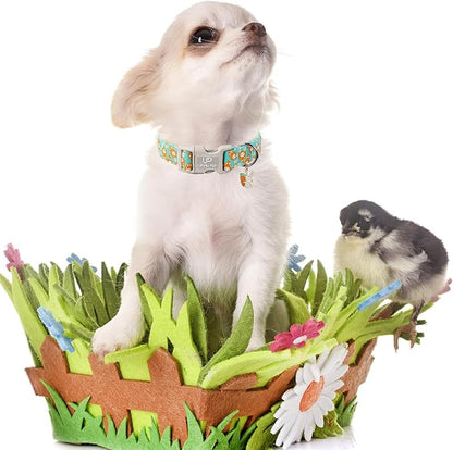 Easter Dog Collar, Lovely Cotton Easter Carrot Adjustable Puppy Collar for Girl Boy Dog, Adorable Carrots Collar for Small Medium & Large Dogs