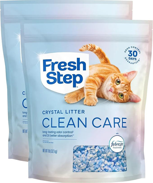 Fresh Step Crystals, Premium Cat Litter, Scented, 8 Pounds, Pack of 2 (Package May Vary)