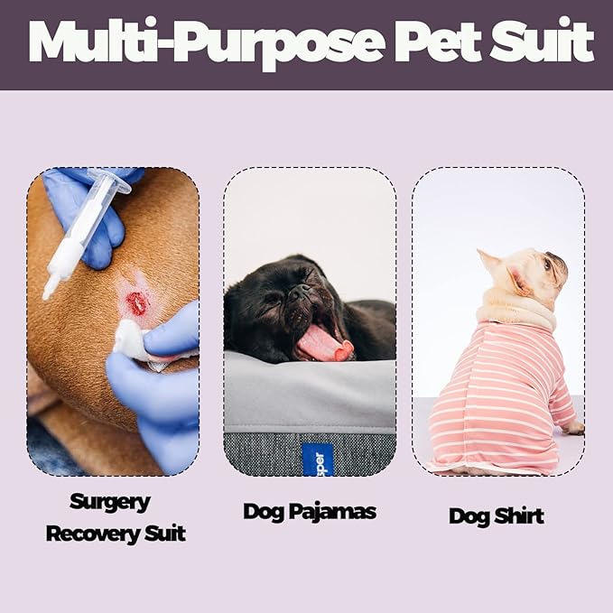 AOKAZI Dog Surgery Recovery Suit - Puppy Cat Onesie for Shedding Skin Disease Wound Protection, Medical Pet Surgical Suit w/Long Sleeve, Dog Pajamas (Pink, Large)