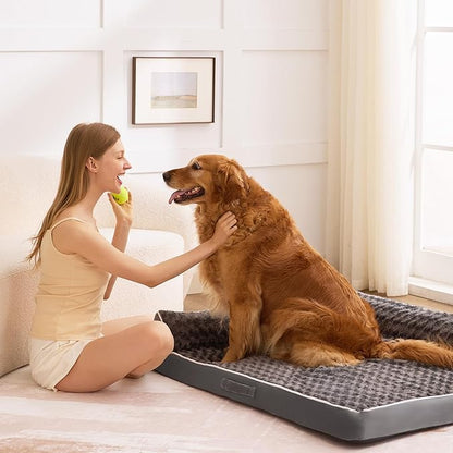 Dog Bed Large Sized Dogs, Orthopedic Dog Bed for Large Dogs, Waterproof Pet Bed with Washable Removable Cover, L-Shaped Pet Couch with Portable Handle 36"x27"x6.5", Dark Grey