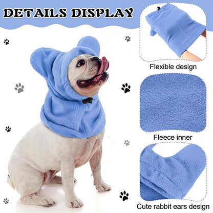 Clysee Winter Dog Hats Quiet Ears for Dogs Ear Muffs Pet Neck Warmer Scarf Hoodie Noise Protection Cover Beanie Head Wrap Costume for Pet Dog Cats(Sky Blue,S)
