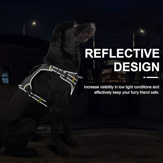 Fida Dog Harness, Multi-Functional No-Pull Pet Vest Harness with Saddle Bags Backpack, Front Leash Clip, Adjustable Soft Padded Reflective No-Choke Dog Vest Heavy Duty for X-Large Dog, XL,Black