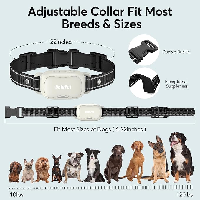Delupet Dog Shock Collar 2 Dogs- 4500FT Dual-Direct Dog Training Collars with Remote for Small Medium Large Dog, IPX8 Waterproof Rechargeable E-Collar with Beep(1-8), Vibration(1-3), Shock(0-99), Grey