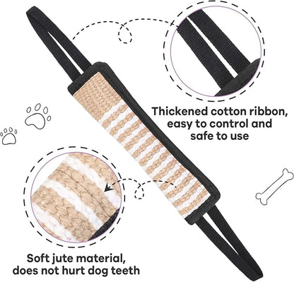 Kacctyen 4 Pcs Christmas Dog Tug Toys, Jute Pillow Pull Toy with 2 Strong Handles Tug of War Interactive Play Puppy Training Equipment for Medium to Large Dogs, 4 Colors(Dark Color)