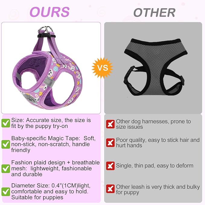 BEAUTYZOO Small Dog Harness and Leash Set,Step in No Choke No Pull Soft Mesh Dog Harnesses Reflective for Extra-Small/Small Medium Puppy Dogs and Cats,Colorful XS