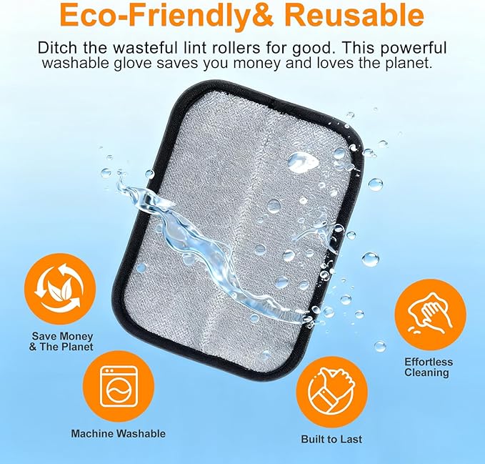 PCYIS Pet Hair Removal Glove,Reusable Electrostatic Pet Hair Remover Glove,Washable Grooming Tool for Cats, Dogs, Furniture, Car Seats, & Carpets(1 Piece)