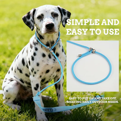 EVERKING Dog Slip Lead Dog Training Leash, No-Pull Slip Leash and Collar,Nylon Material Heavy-Duty and Durable,with Comfortable Padded Handle,Suitable for All Dogs (Blue(4.9-5.9FT-Metal Buckle))