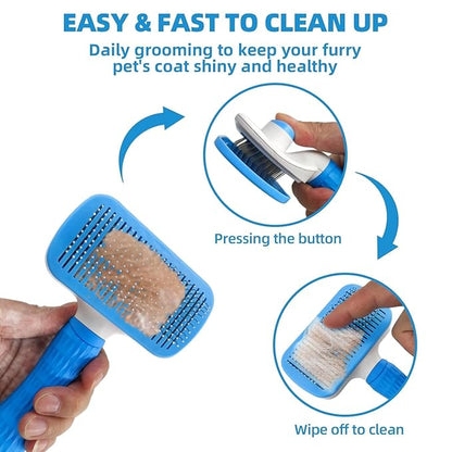 KUEIOX Dog Brush for Shedding,9 PCS in One Pet Slicker Hair Brush Kit with Pet Nail Clipper and File - Dog Cat Grooming Deshedding Undercoat Rake Brush Comb for All Small Large Dogs Cats Blue