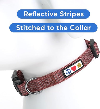 Pawtitas Reflective Dog Collar Adjustable Dog Collars for Small Dogs Puppy Collar Small Dog Collar Brown Dog Collar