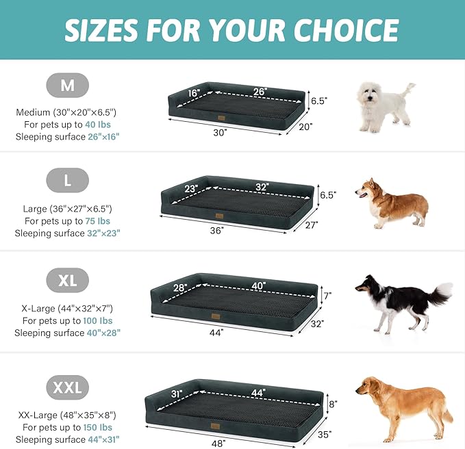 COZY KISS Orthopedic Dog Bed for Medium Small Size Dog, Dogs Crate Bed, L Shaped Foam Anti-Slip Bottom Pet Cat Sofa with Washable Removable Cover, Suitable for Pet Up to 40 lbs, 30x20x6.5 inch, Black