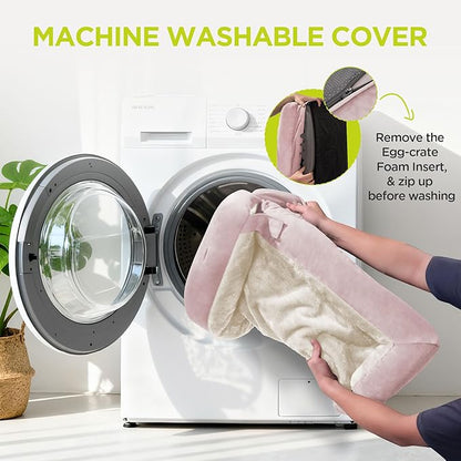 Orthopedic Dog Bed for Extra Large Dogs, XXL Waterproof Egg Crate Memory Foam Pet Bed Bolsters with Removable Washable Cover & Non-Slip Bottom, Tennis Ball Toy, 45x35