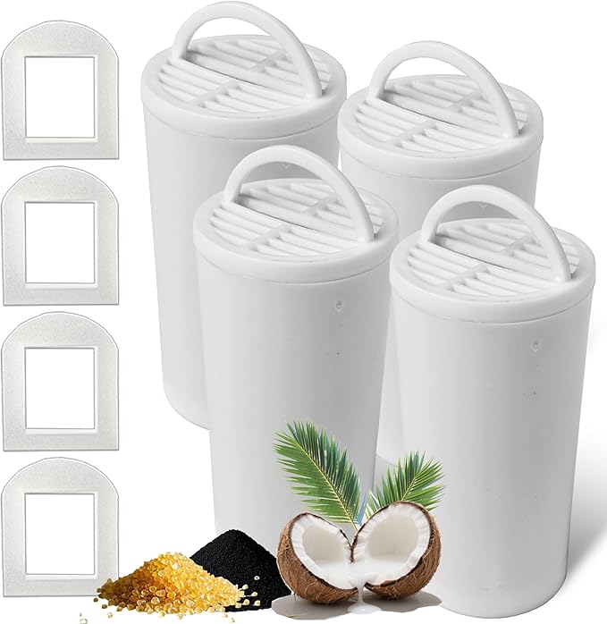 TOGGATH 4+4 Pack Premium Cat and Dog Water Fountain Carbon Filters Compatible with PetSafe Drinkwell 360 Multi-Pet Stainless Steel & Plastic Pet Fountains(128oz/3.8L) with Replacement Foam Filter