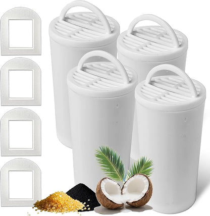 TOGGATH 4+4 Pack Premium Cat and Dog Water Fountain Carbon Filters Compatible with PetSafe Drinkwell 360 Multi-Pet Stainless Steel & Plastic Pet Fountains(128oz/3.8L) with Replacement Foam Filter