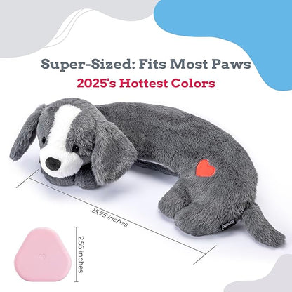 Moropaky Heartbeat Puppy Toys Dog Heartbeat Toy for Anxiety Relief Calming Aid, Heartbeat Stuffed Animal for Puppy Dog Comfort Sleep Aid Crate Training, Puppy Essentials, Dark Gray