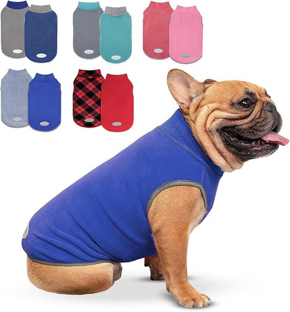 cyeollo 2 Pack Fleece Dog Sweater Pullover Dog Sweatshirt Reflective Lightweight Sweaters Warm Clothes for Medium Dogs Boy Girl Pet Apparel Blue, Mist Blue, XXL