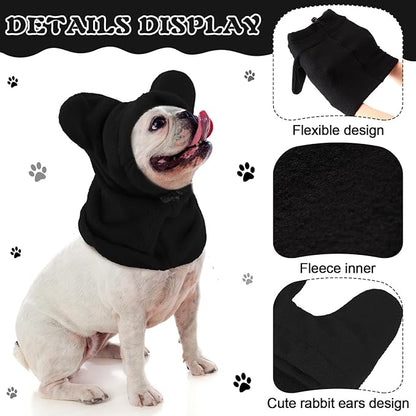 Clysee Winter Dog Hats Quiet Ears for Dogs Ear Muffs Pet Neck Warmer Scarf Hoodie Noise Protection Cover Beanie Head Wrap Costume for Pet Dog Cats(Black,XL)