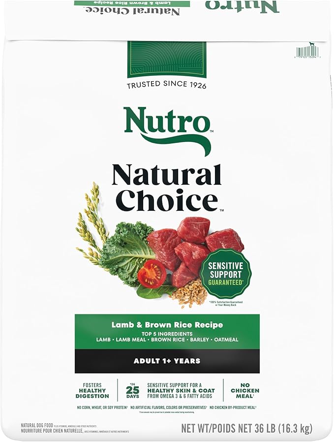 Nutro Natural Choice Adult Dry Dog Food, Lamb & Brown Rice Recipe, 36 lb. Bag