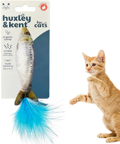 Huxley & Kent Plush Cat Toy - Interactive Catnip Toy for Cats & Kittens - Soft with Crinkle & Catnip - Fun Indoor Play - Sardine