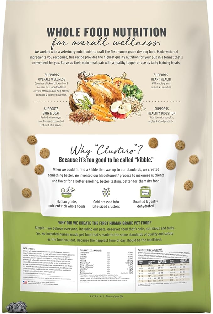 The Honest Kitchen Human Grade Whole Food Clusters Dry Dog Food - Whole Grain Chicken & Oat, 20 lb Bag