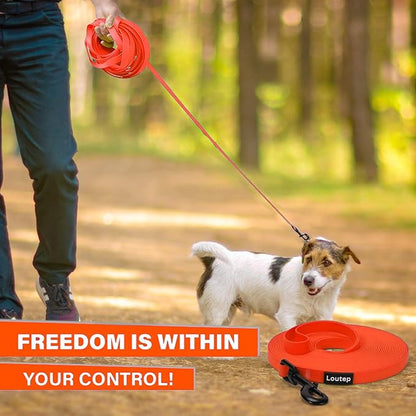 Waterproof Dog Leash 10ft, 16ft, 30ft, 50ft PVC Recall Long Line Dog Leash Beach Swimming Tracking Training Dogs Lead for Pet, Medium and Large Dogs
