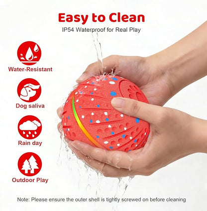 Sankell Interactive Dog Toys Ball - Smart Moving Bouncing Dog Ball with Colorful Lights, E-TPU Material, 3 Play Modes Automatic Rolling Balls Toy for Small Medium Dogs Keep Them Busy(Red)