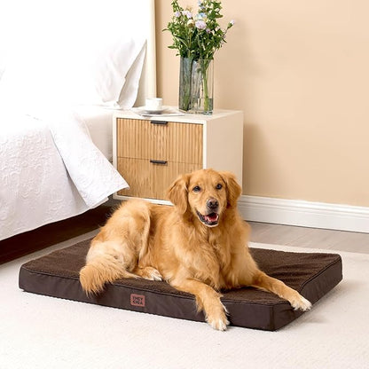 EHEYCIGA Orthopedic XXL Dog Beds for Jumbo Dogs with Removable Washable Cover,Brown, 50x36
